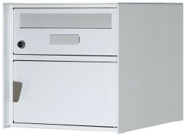 Briefkasten aus sendzimirverzinktem Stahl pulverbeschichtet in reinweiss RAL 9010